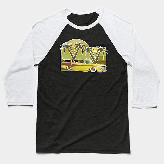 Lowered Slammed Rambler Cross Country Woody Station Wagon Baseball T-Shirt by CharJens